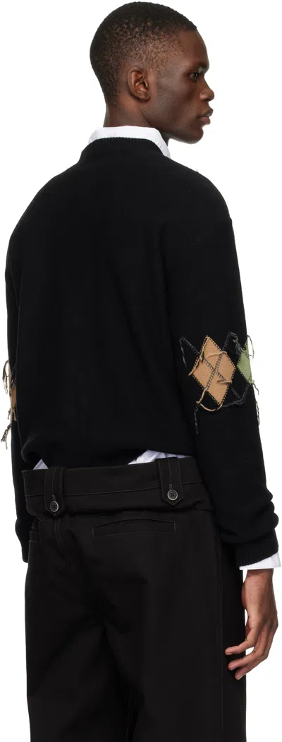 Andersson Bell Diamond-patterned Crew Neck Sweater In Black