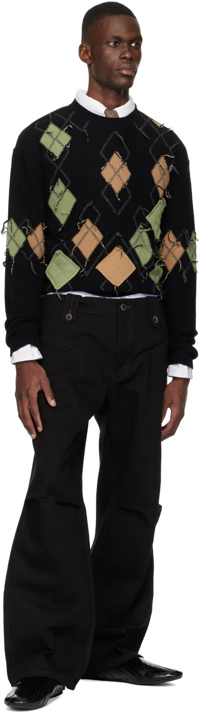 Andersson Bell Diamond-patterned Crew Neck Sweater In Black