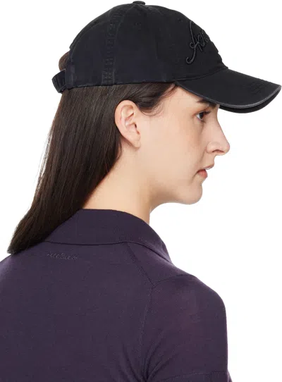 Acne Studios Black Embroidered Logo Cap In Pattern