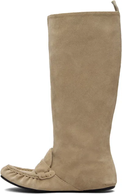 Acne Studios Beige Slouch Saddle Tall Boots In Nude