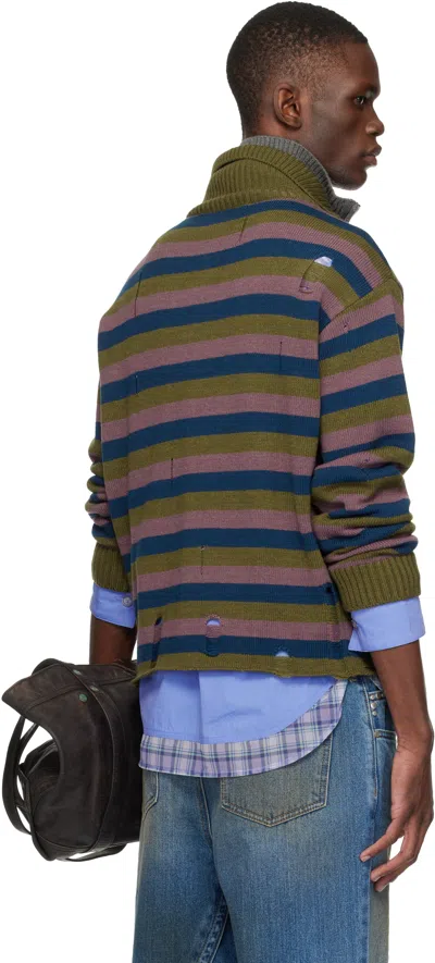 Andersson Bell Double Striped Half-zip Sweater In Multi