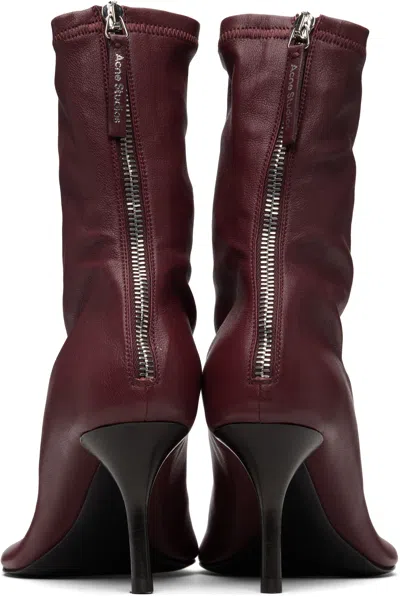 Acne Studios Burgundy Leather Ankle Boots In Burgundy