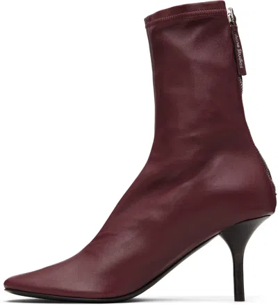 Acne Studios Burgundy Leather Ankle Boots In Burgundy
