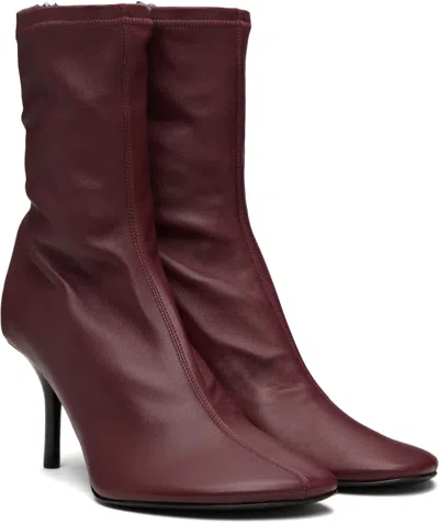 Acne Studios Burgundy Leather Ankle Boots In Burgundy