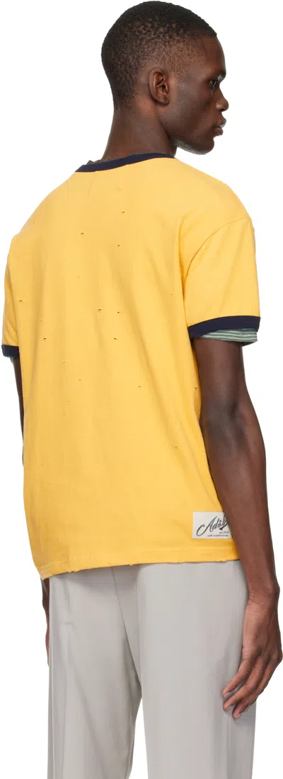 Andersson Bell Yellow Essential 'adsb' Logo Patch Ringer T-shirt In Yellow