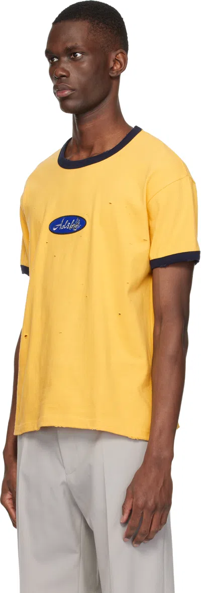 Andersson Bell Yellow Essential 'adsb' Logo Patch Ringer T-shirt In Yellow