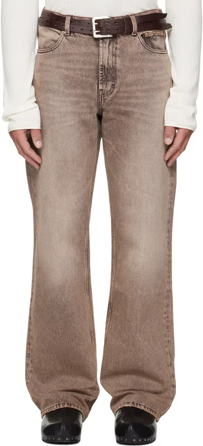Our Legacy Denim Trousers Faded Effect Belt Loops Five Pockets In Brown