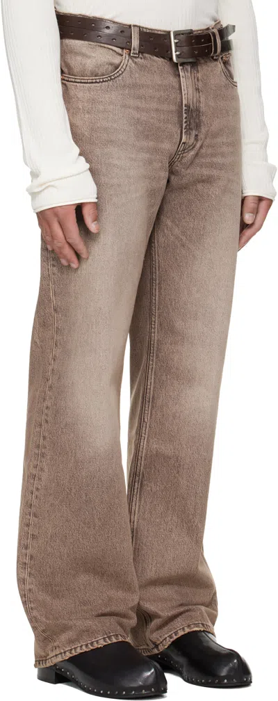Our Legacy Denim Trousers Faded Effect Belt Loops Five Pockets In Brown