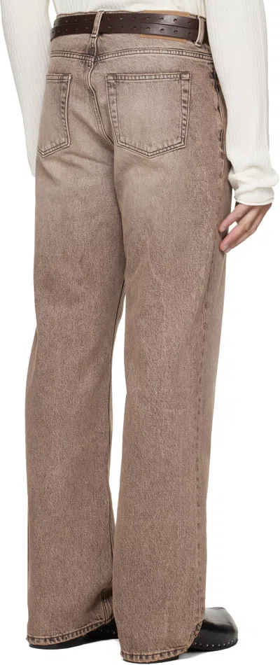 Our Legacy Denim Trousers Faded Effect Belt Loops Five Pockets In Brown