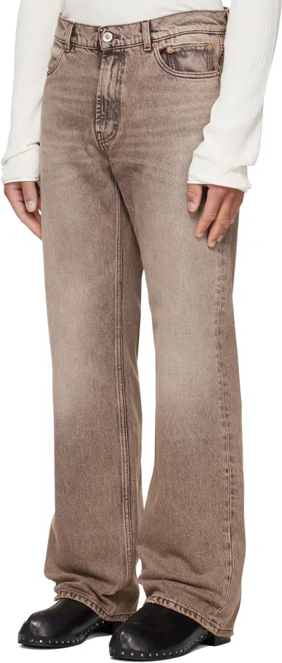 Our Legacy Denim Trousers Faded Effect Belt Loops Five Pockets In Brown