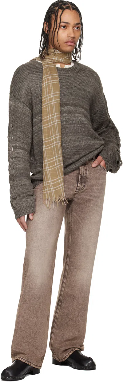 Our Legacy Denim Trousers Faded Effect Belt Loops Five Pockets In Brown