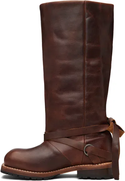 Our Legacy Tan High Engine Tall Boot In Brown