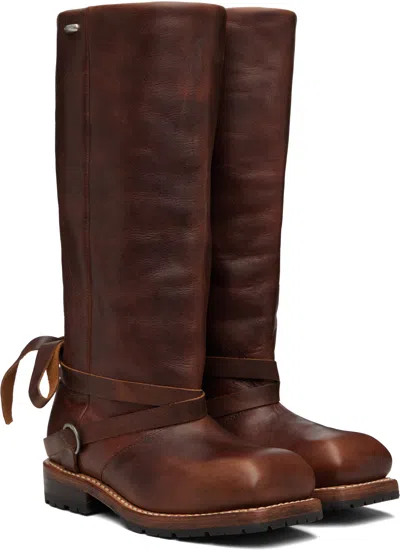 Our Legacy Tan High Engine Tall Boot In Brown