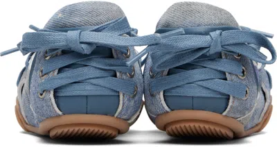 Acne Studios Bilaria Paneled Logo-print Denim Ballet Flats In Blue