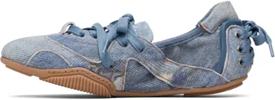 Acne Studios Bilaria Paneled Logo-print Denim Ballet Flats In Blue
