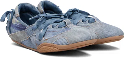 Acne Studios Bilaria Paneled Logo-print Denim Ballet Flats In Blue