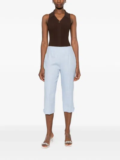 Sandro Womens Brown Ribbed Polo-collar Knitted Bodysuit
