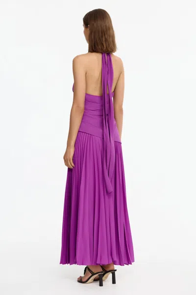 Acler Kerrison Pleat Maxi Halter Gown In Purple