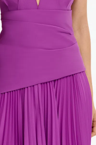 Acler Kerrison Pleat Maxi Halter Gown In Purple