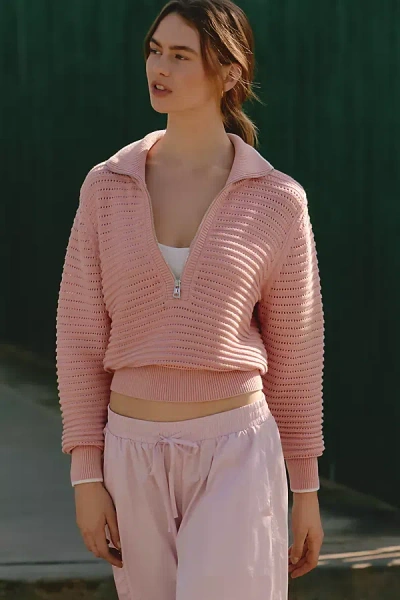 Varley Morwenna Half Zip Knit Pullover Mellow Rose In Pink