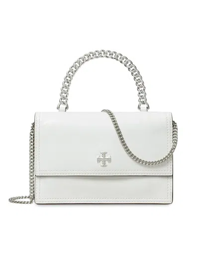 Tory Burch Kira Deconstructed Mini Top Handle Chain Wallet Bianco In White