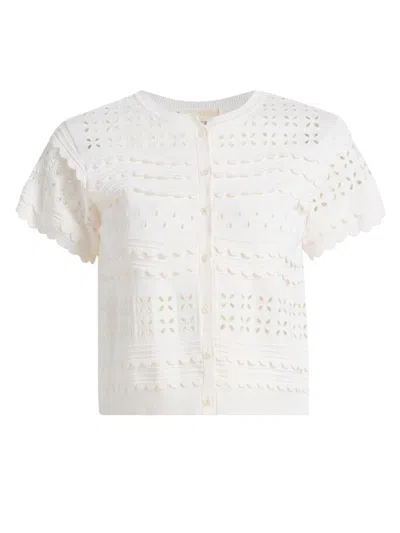 Ulla Johnson Abriana Eyelet Knit Cardigan In Ivory In White