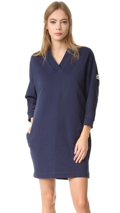 Kenzo Logo Cotton Tunic Dress In Midnight Blue