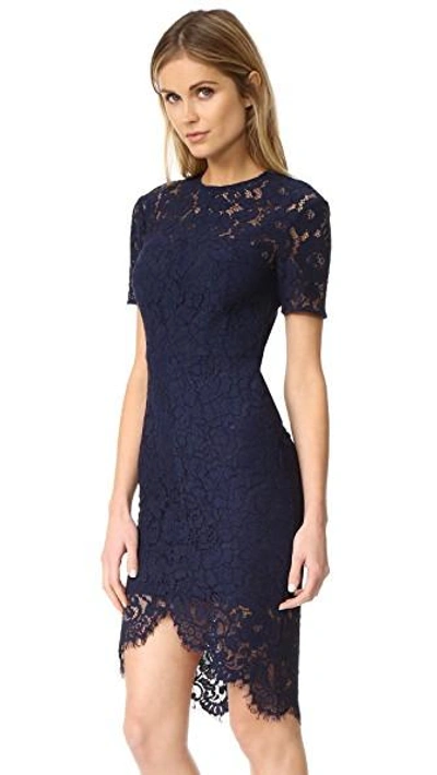 Shop Lover Oasis Fitted Dress In Navy