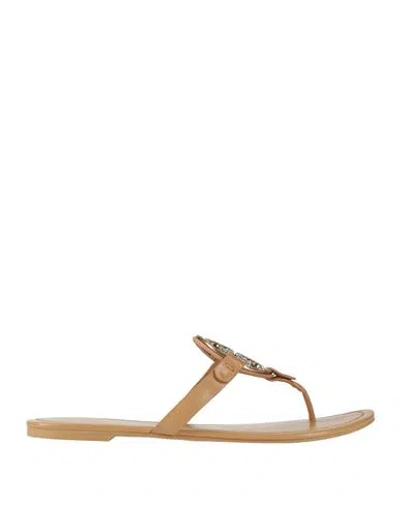 Tory Burch Woman Thong Sandal Sand Size 8 Goat Skin In Blue