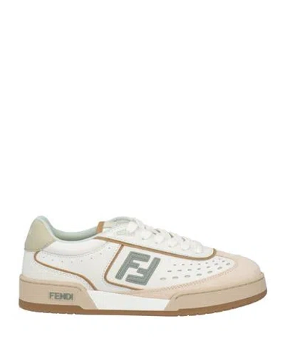 Fendi Woman Sneakers White Size 7 Calfskin In Neutral