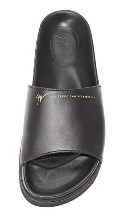 Shop Giuseppe Zanotti Flat Slides In Nero