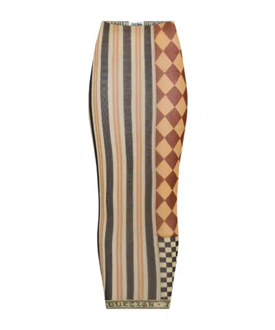 Jean Paul Gaultier Patchwork Long Skirt Woman Multicolr In Brown