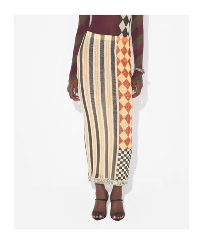 Jean Paul Gaultier Patchwork Long Skirt Woman Multicolr In Brown