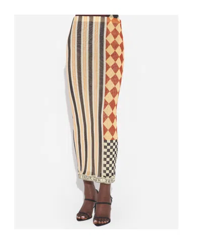 Jean Paul Gaultier Patchwork Long Skirt Woman Multicolr In Brown
