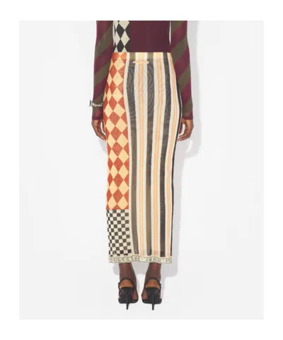 Jean Paul Gaultier Patchwork Long Skirt Woman Multicolr In Brown