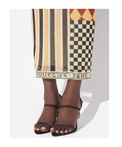 Jean Paul Gaultier Patchwork Long Skirt Woman Multicolr In Brown