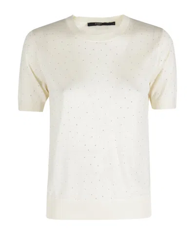 Seventy Ivory Polka-dot Short-sleeve Viscose Knit Top In White