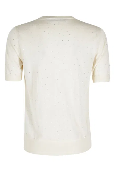 Seventy Ivory Polka-dot Short-sleeve Viscose Knit Top In White