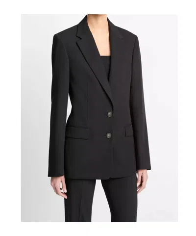 Vince Button-fastening Cotton Jacket In Black