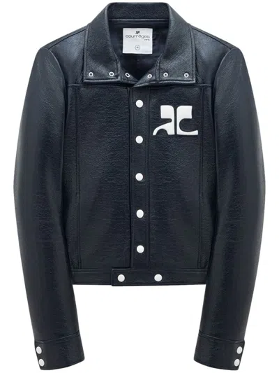Courrèges Structured Black Faux-leather Jacket In Black