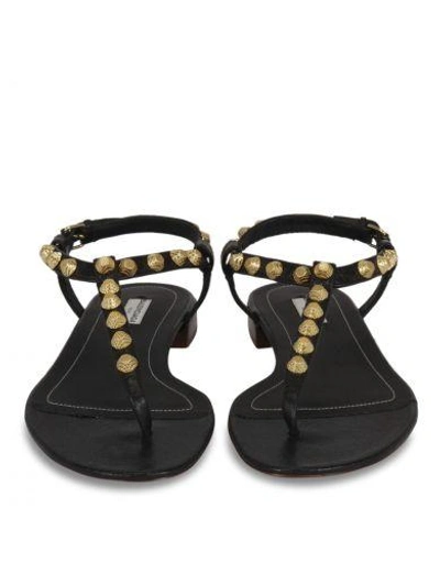 Shop Balenciaga Studded Sandals In Noir