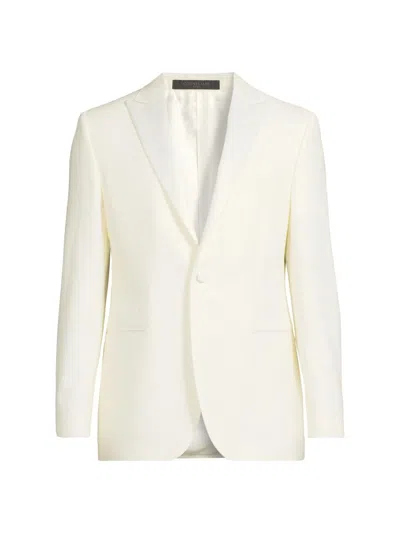 Corneliani Men's Virgin Wool Jacquard Dinner Jacket In White