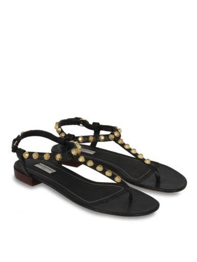 Shop Balenciaga Studded Sandals In Noir