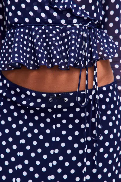 Danielle Guizio Ny Mallorca Ruffle Wrap Top In Blue