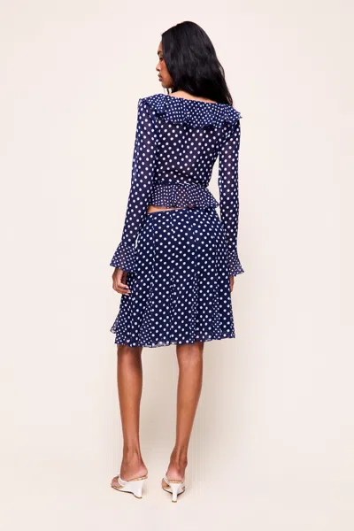 Danielle Guizio Ny Mallorca Ruffle Wrap Top In Blue