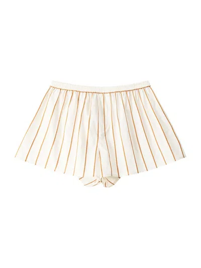 Staud Rove Striped Cotton-blend Shorts In Neutral