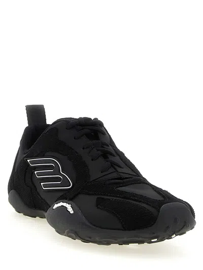 Balenciaga Black Canvas And Corduroy Monday Ultra Sneakers In Black
