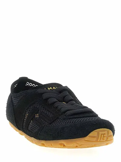 Balmain Racer 45 Suede And Perforated Mesh Sneakers In Multi