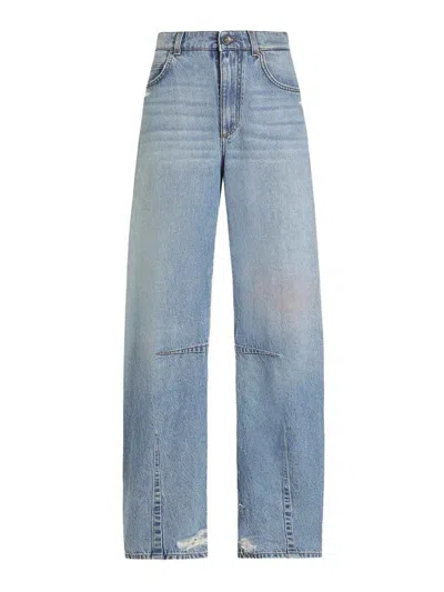 Dolce & Gabbana Cotton Denim Jeans Regular Fit Wide Leg In Blue