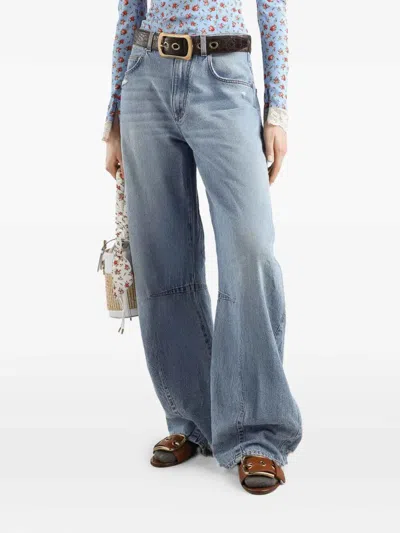 Dolce & Gabbana Cotton Denim Jeans Regular Fit Wide Leg In Blue